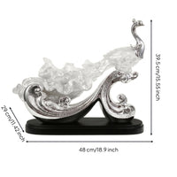 Peacock Figurine Translucent Sculpture with Base Textured for Art Collectors