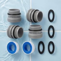 4 Pieces Sealing Rings Threaded Pool Hose Adapter PTFE Threaded Pool Hose Fitting Thread Seal Tape Stepped Barb Adapter