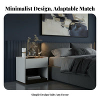 Single-Drawer Bedside Table Modern Design Nightstand Space-Saving for Homeowners
