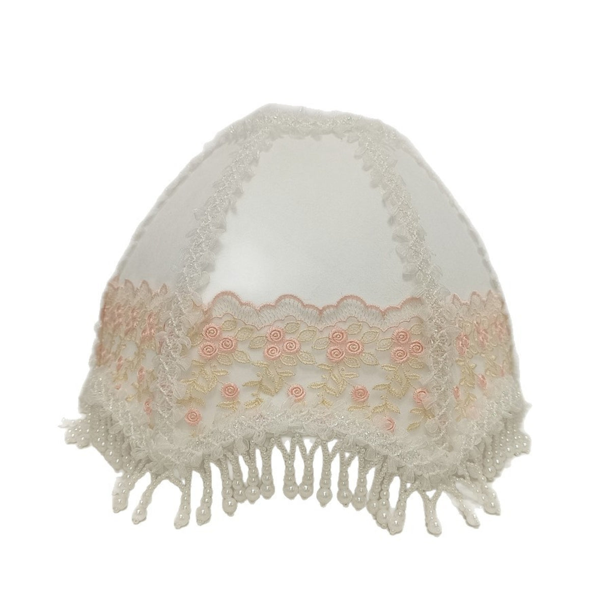 Floral Lace Lampshade Romantic Lampshade with Beaded Tassels Translucent