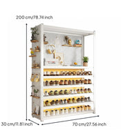 Multi-tier Shoe Rack Vertical Shoe Storage Unit Curtain Shoe Organizer Carbon Steel Household Furniture Space-saving Design Suitable for Families Entryways Living Rooms Balconies