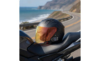 Three Quarter Helmet | molded Carbon-Fiber Look, Low-Profile with communication system System, for Daily Commuting