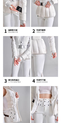 solkee花瓣羽绒滑雪外套 冬季滑雪羽绒服女防风防水保暖