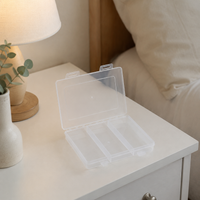 Container Box with Lid Storage Case 3 Compartments Clear PP Storage Box with Lid