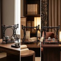Bamboo Display Rack Antique-Influenced Tea Table Rack Open-Frame Tea Organizer for Collectors