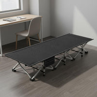 Breathable Material Single Folding Cot Bed Installation-Effortless Office Rest Lounger Reinforced Frame Temporary Furniture Quiet Design for Camping