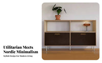 metropolitan aesthetic Multi-Tier flip-up door Cabinet Space-Saving Design Tiered flip-up door cabinet Large Capacity Sideboard particle-proof Protection for Apartment Dwellers, Decor lovers, residents, Bedroom, Dining Room, Kitchen, Entryway