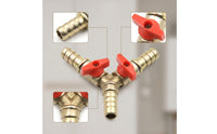 Lever-Style Three-Way Gas Valve with Levers Barbed Three-Way Splitter Fitting Long-Lasting