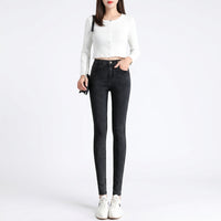 Thermal Leggings for Women with Fleece Lined High Waist for Winter, Black with Single Button Closure Design, Trousers
