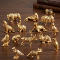 14 Pieces Gold Animal Figurines Shiny Plastic Animal Models Miniature Toy Animals Small for Collectors, Kids, Tabletop Decoration, Desk Display, Classroom