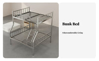 Stainless Steel Bunk Bed Formaldehyde Metal Bunk Bed Rust-Resistant for Students, Adults, Dormitory, Shared Housing, Small Room