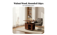 Movable elevateTop Coffee Table Black Walnut Finish Storage Furniture Hidden Compartments Extendable surface for Remote Workers