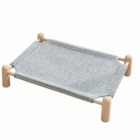 Raised Wooden Pet Bed Scratch-Friendly Elevated Wooden Pet Bed Artisan-Made