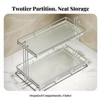 2-Tier Vanity Shelf Space Saving 2-Tier Standing Shelf adaptable Use for Renters