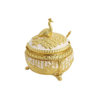 Vintage-style Seasoning Box with Spoons Lead-free Wide-mouth Spice Canister Food-grade Lidded Seasoning Jar Moisture-proof Condiment Pot Non-slip Animal Decor Lid Jar Suitable for Home Dining Table Kitchen Display