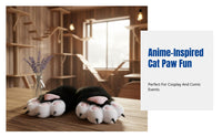 Plush Cat Paw Gloves, Cosplay Accessory, Cartoon Paw Mittens, Cute, Exposed Finger, Random Color