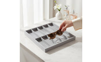 10-Compartment Glasses Tray Velvet-Lined Cloth-Covered Eyeglasses Tray