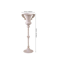 Urn Vase on Stand Distressed Metal Vase with Handles Vintage Design Pedestal Urn for Decorators, Entryways