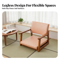 Japanese Zaisu Chair Rear Rearrest Legless Armchair Space-Saving Removable Pad for Adults, Meditators, Bedroom, Studying