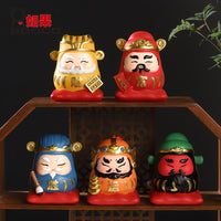 Chinese Trend Five Fortune Gods Figurine Desk Decor