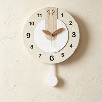 Cream Wall Timepiece Clock Minimalist Wood Grain Wall Clock Operated Home Decor for Living Room