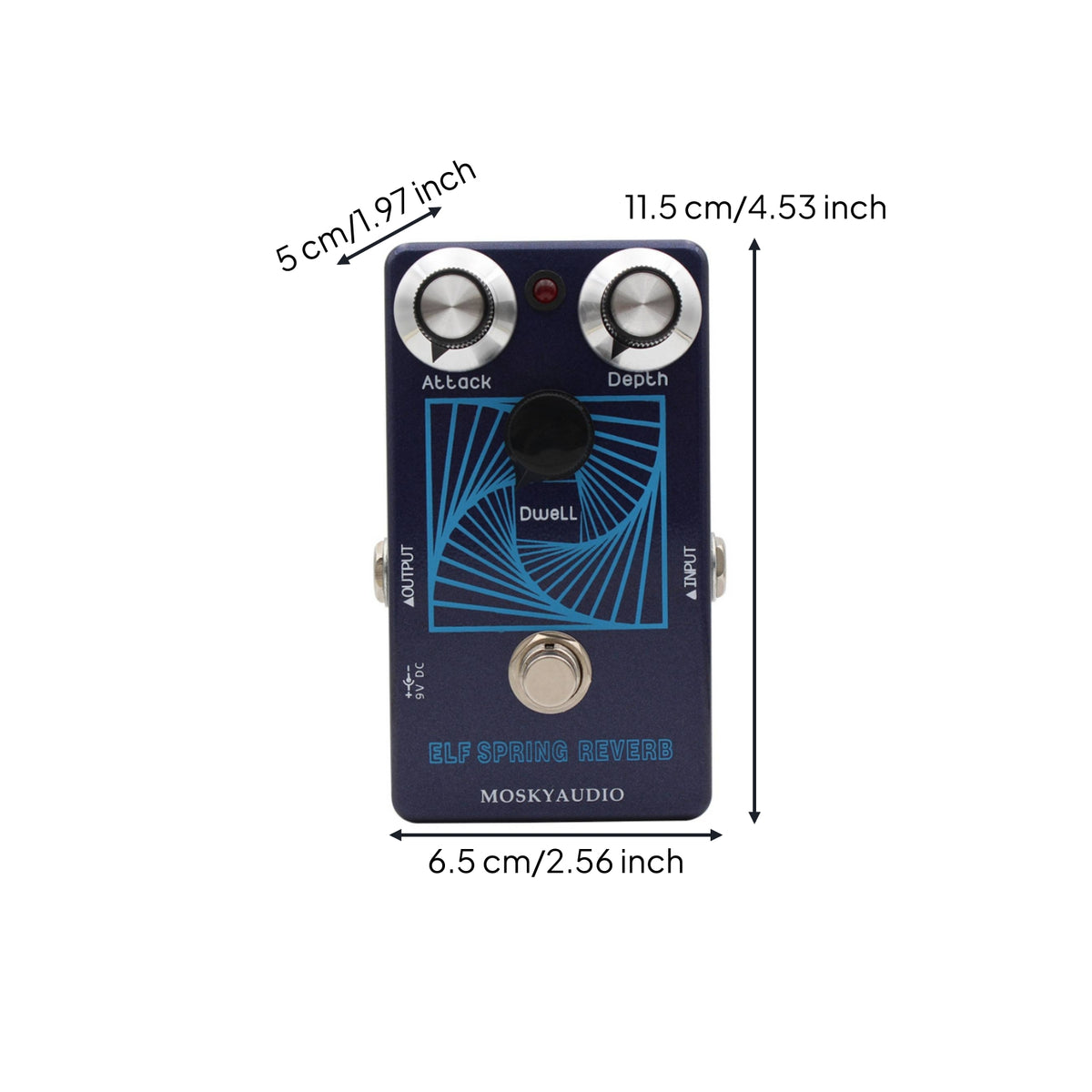 Spring Reverb Pedal Compact Guitar Effect Pedal Analog-Voiced for Pedalboard, Live Performance