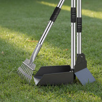 Pooper Scooper Tray and Rake Set Stainless Steel for Outdoor, Grass