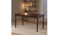 Solid Wood Wooden Dining Table Walnut Finish Dining Table Vintage Style Writing Desk Turned Legs for Home Office