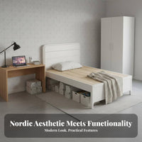 High-Leg Slatted Bedstead Space-Saving Design foundation Bed Frame Minimalist aesthetic Bedroom Furniture for Adults, Small Living Spaces, House, Guest Room