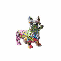 dog Figurine Colorful dog Statue Graffiti Style Resin for Entryway