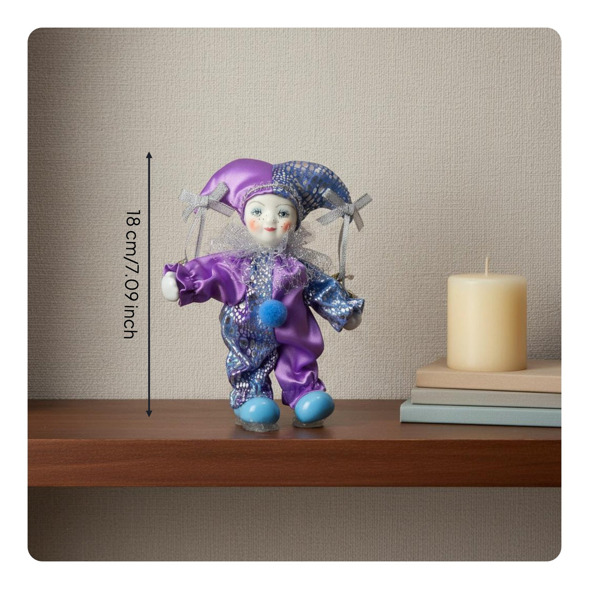 Porcelain Clown Figure Handmade Clown Figurine Hand-Crafted