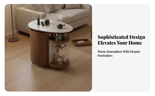 360° Swivel Wheels Mobile Tea Station Integrated Water Boiler Multi-Tier Rolling Station Space-Saving Design Utility Trolley Quiet Movement for Home Entertainers, Homeowners, Adults, Living Room, Balcony, Office, Kitchen