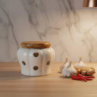 Breathable Garlic Container Freshness Keeping Ceramic Garlic Jar Easy to Clean