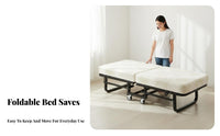 Folding Foldable Bed with Mattress Space-Saving Design Foldable Bed with Mattress Portable Single Sleeper for Grown-Ups, Guests, Dorm Room, Hotel