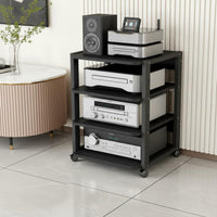 High-Fidelity Equipment Rack With Wheels Mobile Audio Component Shelf Space-Saving Multi-Tier AV Equipment Shelf for Audiophiles