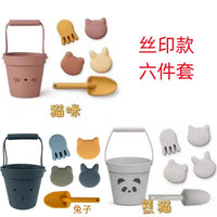 硅胶沙滩玩具套装儿童互动挖沙工具海边玩沙戏水模型硅胶桶批发