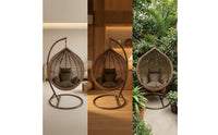 Freestanding Egg Chair with Stand Single-Person Hanging Egg Chair Heavy Duty Furniture Weather Resistant for Balcony