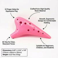 12 Hole Alto Resin Musical Instrument, Easy to Learn Ocarina for Students, Portable Ocarina with Lanyard, Beginner Ocarina for Kids