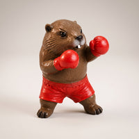 Resin Animal Figurine with Boxing Gloves | Sporty, Boxing Animal Statue, for Desk