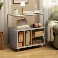 2-Tier Rolling End Table Multi-Functional for Bedroom, Office Workers, 360-degree swivel castersafters