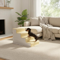 4-Step Pet Stairs Lightweight Puppy Sofa Stairs Dog Bed Steps Easy Assembly Soft Cat Climbing Ladder Machine-Washable Cover