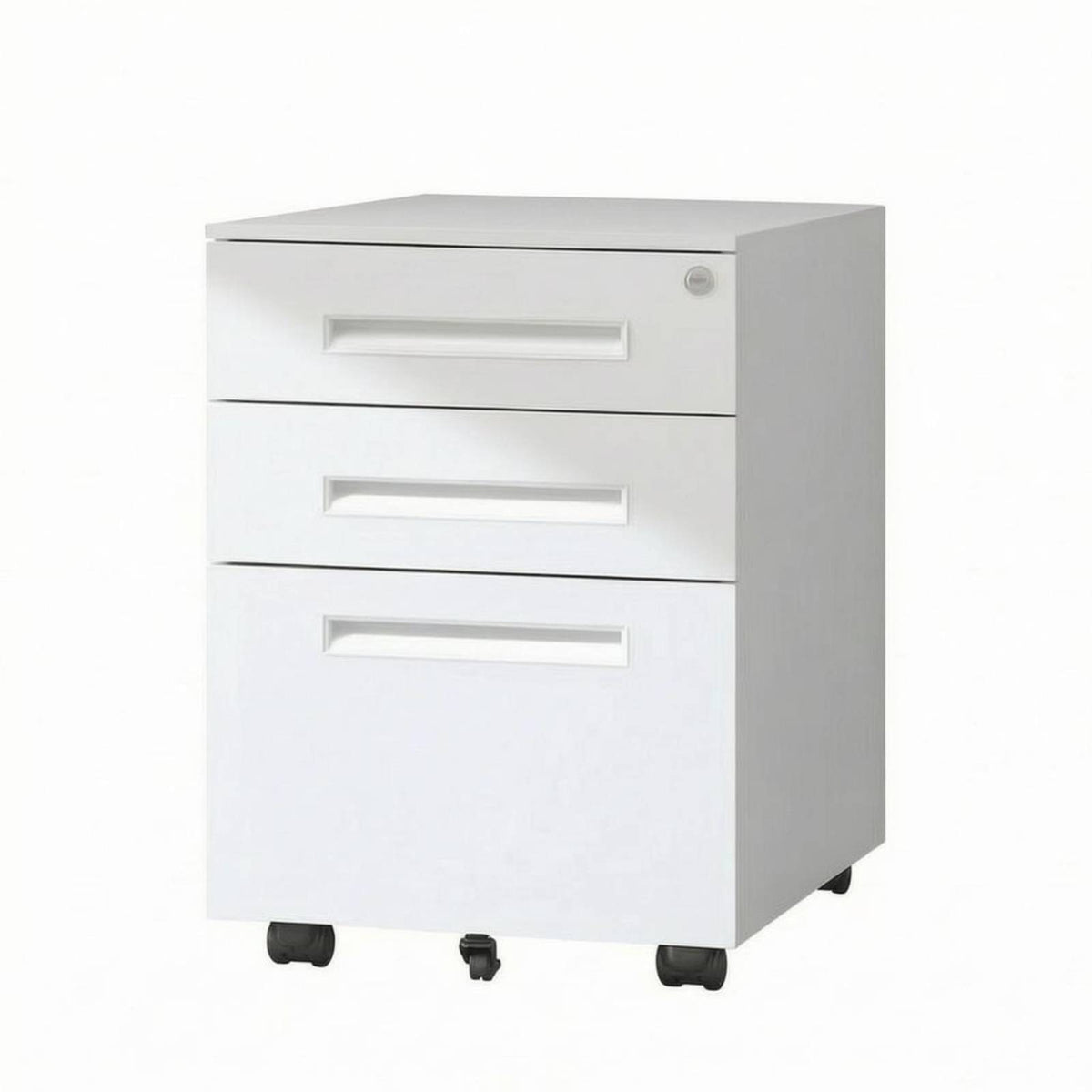 Rolling Filing Cabinet White Mobile Storage Cabinet Matte Finish