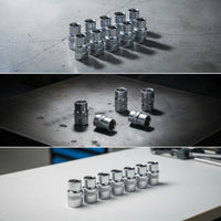 10 Pieces Metric Sockets Chrome Vanadium Hardware Long-Lasting for Mechanics