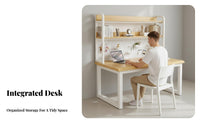 Ample Storage Desk with Hutch Spacious Desktop Desk with Hutch and Pegboard Stable Leg Design Study Table Sturdy Construction for Students, Teenagers, Professionals, Bedroom, Dorm Room, Small Areas