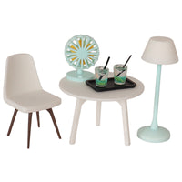 Dollhouse Miniature Furniture Set Table Chair Fan Tray Drink Mini Floor Lamp Model Photography Prop