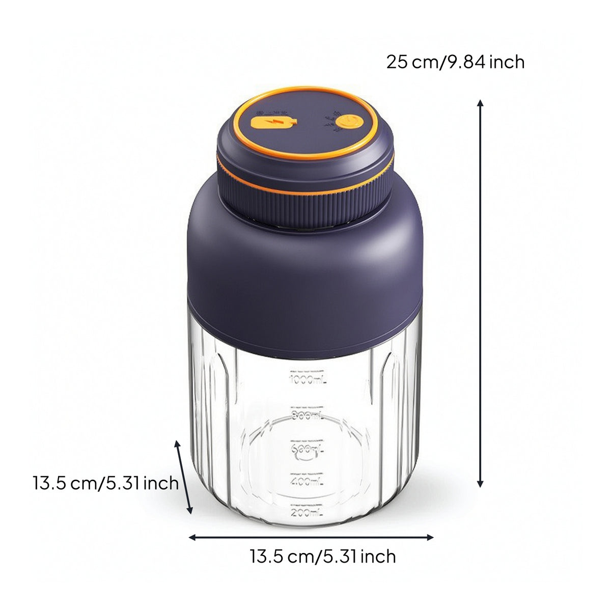 Portable Blender with Two Lids USB Rechargeable Electric Juicer Cup Handheld