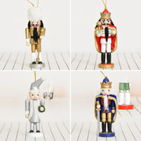 5 Pieces Wooden Nutcracker Ornament Charming Christmas Nutcracker Decoration Decorative Christmas Ornaments with Loops for Desks