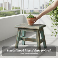 Rustic Design Miniature Plant Stool Farmhouse appeal Miniature Decorative Stool Vintage Look Flower Pot Holder Sturdy Construction for Gardeners, Home Decorators, Balcony, Indoor, Living Room, Windowsill