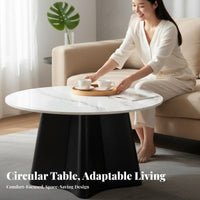 2 Pieces Round Nesting Coffee Tables Space Saving Round Nesting Table Set Easy to Clean Food-Safe Surface for Bedroom, Office