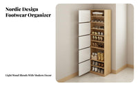 Space-Saving Corner Shoe Cabinet Easy Assembly Narrow Shoe Cabinet Stable Structure Household Furniture Sturdy Construction for Apartment Dwellers, Homeowners, Families, Small Areas, Hallway, Living Room, Bedroom